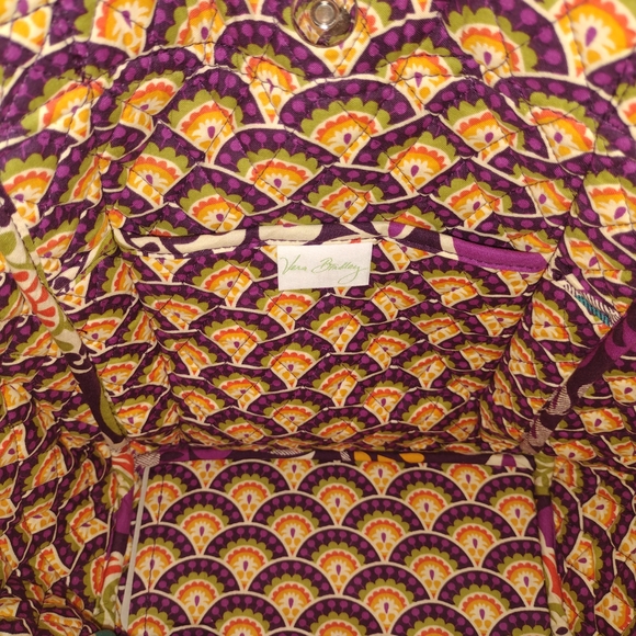 Vera Bradley Plum Crazy Pleated Tote Shoulder Bag 16"x12" x5" - Picture 11 of 12